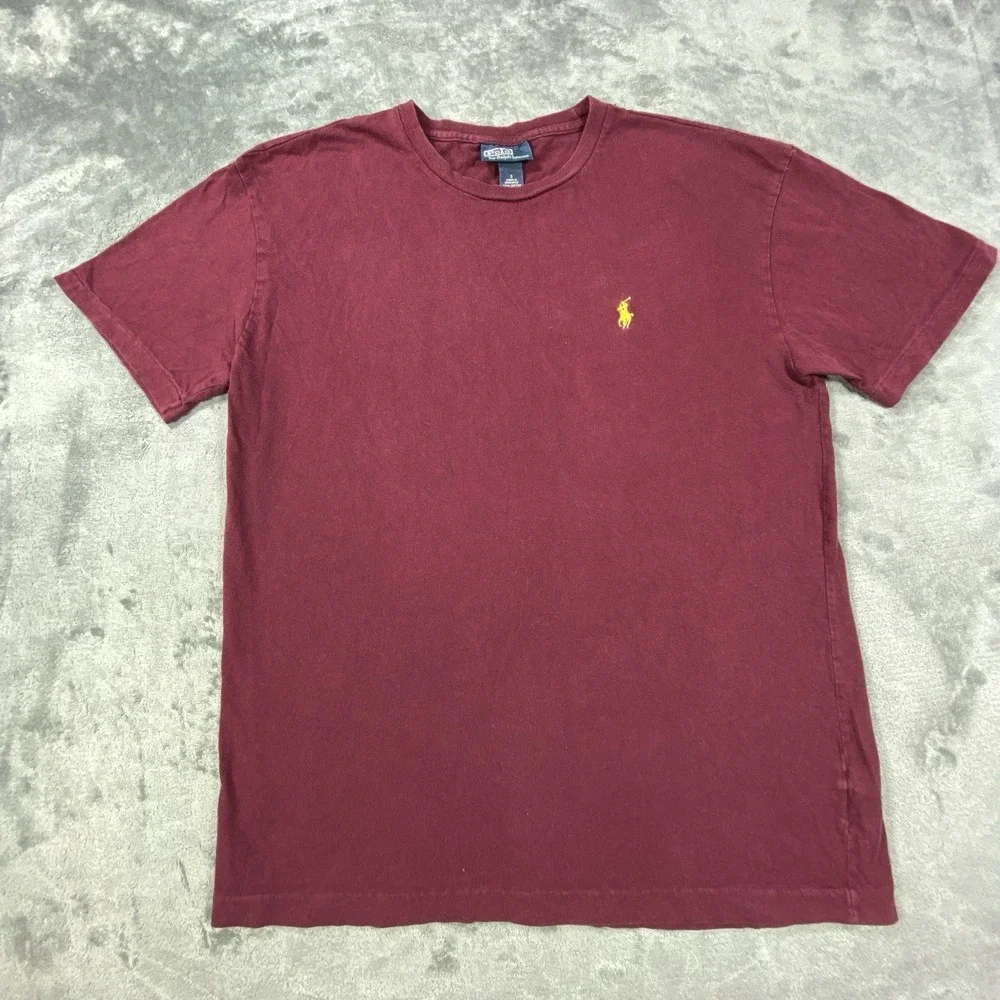 Vintage‎ Polo Ralph Lauren T Shirt Small Mens  Red Wine Casual All Cotton Crew
